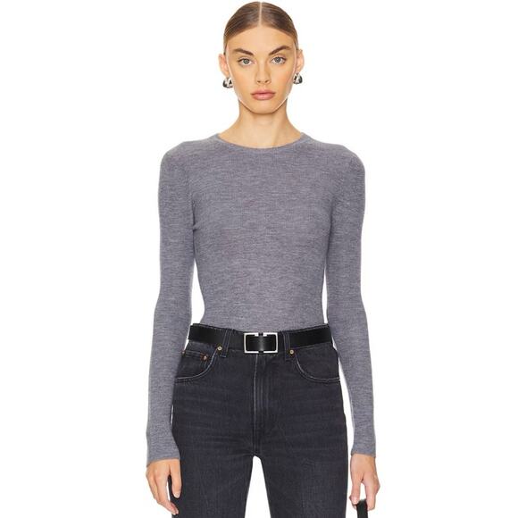 OGD One Grey Day Bristol Merino Crewneck Sweater Ribbed Clean Girl Neutral Basic - Picture 1 of 11